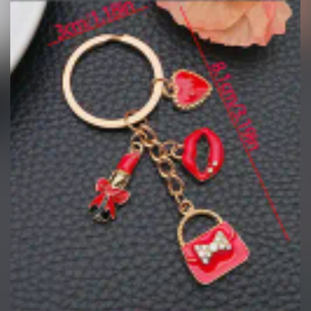 $10 VARIOUS VALENTINES DAY KEY RINGS BAG ACCESSORY RED + PINK W VALENTINE CHARMS - Picture 4 of 6